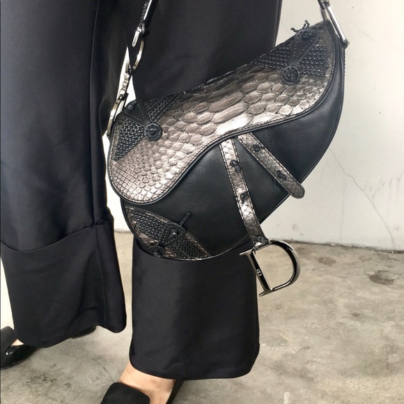 CHRISTIAN DIOR Python Saddle Bag RARE Handbag LE - Picture 2 of 10